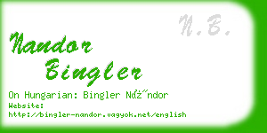 nandor bingler business card